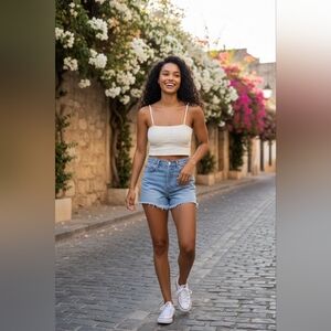 NWT Zara Lace Design Ribbed Crops Top